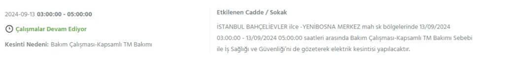 İstanbullular dikkat: BEDAŞ'tan13 Eylül cuma için elektrik kesintisi duyurusu 10